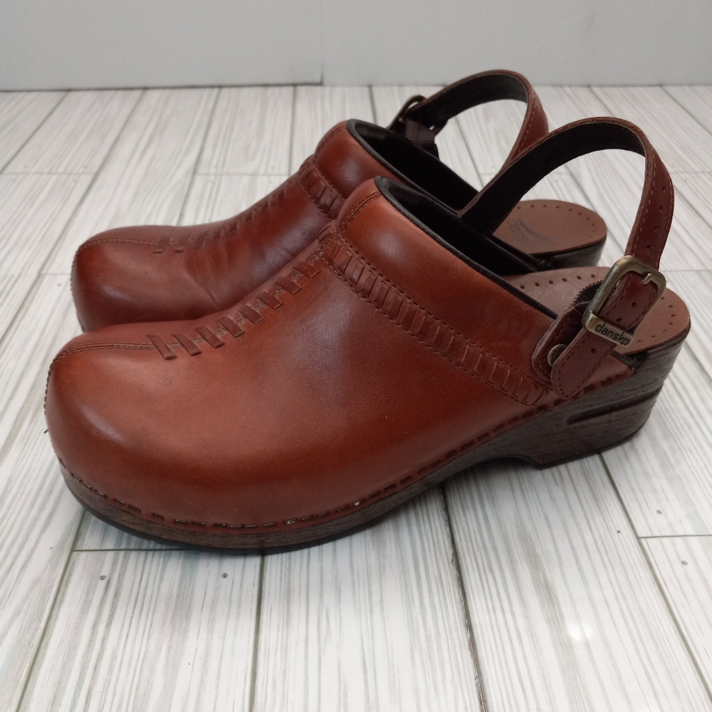 Dansko Braided Leather Clog Mules - Picture 5 of 11
